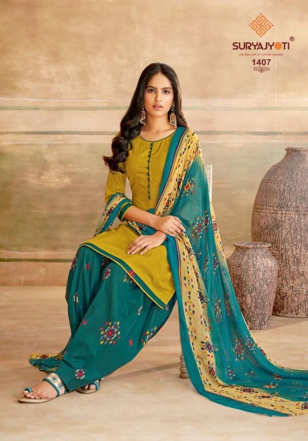 Suryajyoti Chiffon Patiyala Vol-14 Cotton Designer Exclusive Dress Material